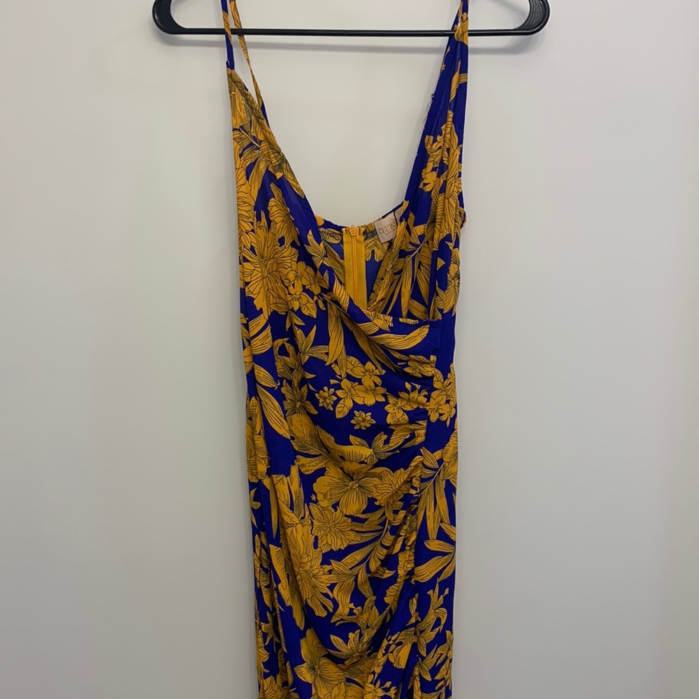 Purchased in London - beautiful full length dress blue and yellow